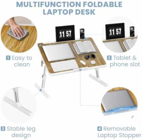Adjustable Lap Desk, Foldable Laptop Desk for Bed, X-Large Lap Table