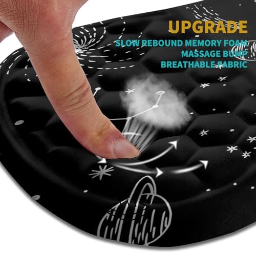 Hokafenle Ergonomic Mouse Pad Wrist Support, Wrist Rest Mousepad for Carpal Tunnel Pain Relief with Integrated Memory Foam Slope Massage Bulge (11.8x7.9 inch,Galaxy