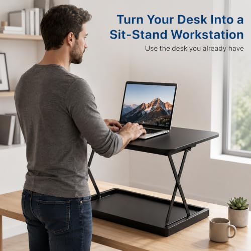 Uncaged Ergonomics Small Standing Desk Converter & Desk Riser (Black)