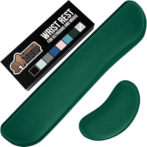 GORILLA GRIP Memory Foam Wrist Rest for Computer Keyboard, 2 Piece Green