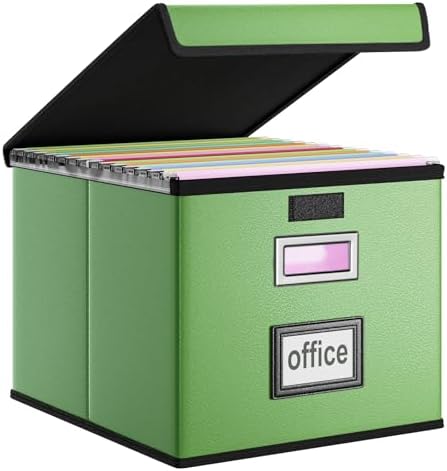 File Organizer Box with Lids, Collapsible File Folder Organizer