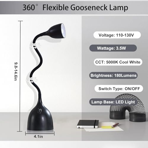 EJIAXIN Desk Lamp for Home Office, LED Reading Light, Black