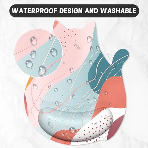 Ergonomic Mouse Pad with Wrist Rest, Cute Cat Memory Foam Padded Pain Relief Non-Slip Wrist Support Mouse Mat for Gaming Work Computer Laptop, Funny Office Supplies Desk Accessory, Abstract