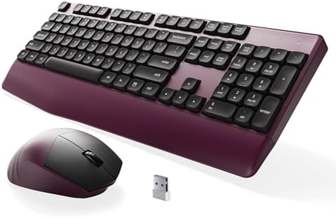 MPTOG Ergonomic Wireless Keyboard and Mouse Combo, Claret