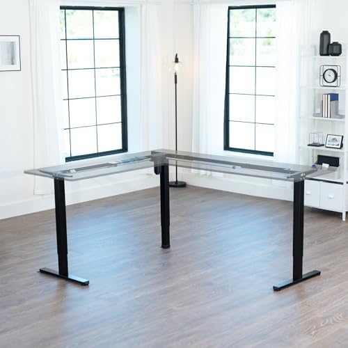 VIVO Black Electric Corner 3 Leg Standing Desk Frame, DESK-E375B