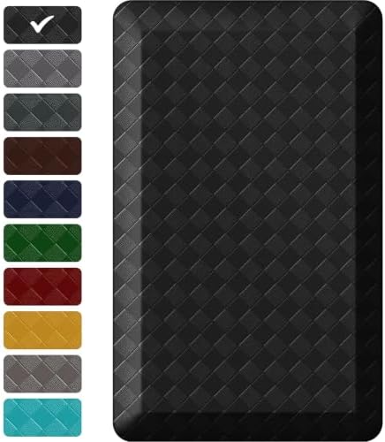 1" Thick Kitchen Mats for Floor, Water Resistant Floor Rug,Black/32" x 20"