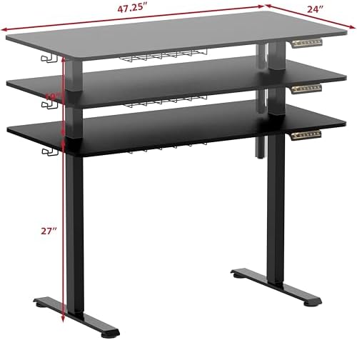 SHW 48-Inch Electric Height Adjustable Sit to Stand Desk, Black