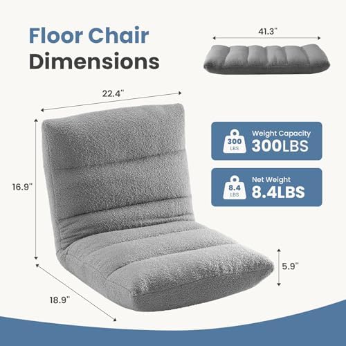 DUMOS Folding Floor Chair, 14-Position Adjustable Backrest Floor Seating