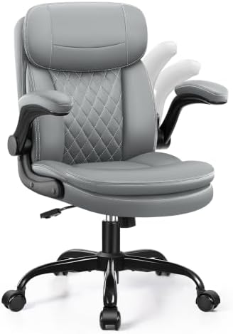 Leather Office Chair, Computer Desk Chair with Dual Back Support