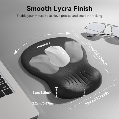 TECKNET Ergonomic Mouse Pad with Wrist Rest, Smooth Surface & Non-Slip Base
