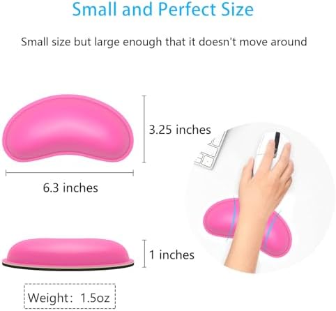 Dapesuom Mouse Wrist Rest, Ergonomic Memory Foam Mouse Wrist for Computer Desk Mats Support, PU Leather Hand Rest Pad Cushion for Gaming, Laptop, Men, Women, Pain Relief & Easy Typing, Hot Pink