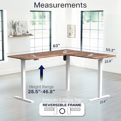 VIVO Rustic Vintage Brown 63 x 55 in Corner Standing Desk, DESK-E3CTWN
