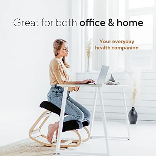 Ergonomic Kneeling Chair with Extra Padding - Posture Support Comfortable Desk Chair - Angled Rocking Stool & Balancing Seat - Natural Relief for Neck or Back Pain (with Extra Padding)