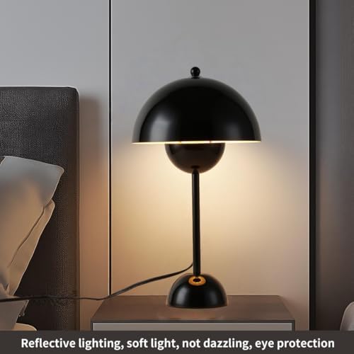 Creative Mid-Century Modern Bud Table Lamp for Home&Office, Glossy Black