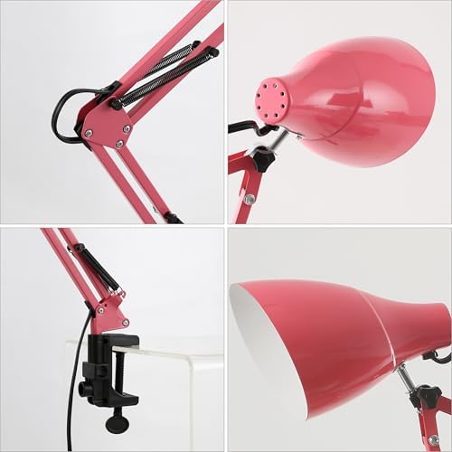 JONATHAN Y Odile 28.5" Metal Adjustable Clamp-On Task Lamp, Pink