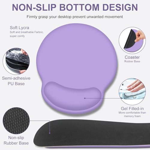 Mouse Pad Desk Pad Protector, Keyboard Wrist Rest + Mouse Pad Wrist Rest +Coaster, Large Gaming Mouse Pad for Deskpc Computer Keyboard Laptop, XXL Desk Mat Writing Pad for Office and Home, Purple