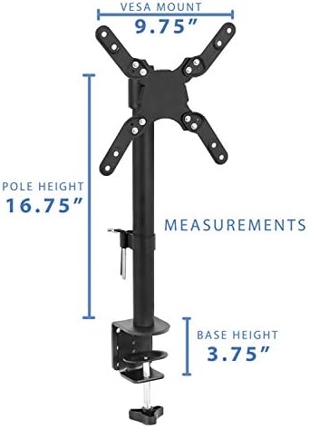 Mount-It! Ultra-Wide Single Monitor Arm Desk Mount, Height Adjustable Pole Stand for 13–42 Inch Screens up to 22 lbs, VESA 75x75 to 200x200, Clamp & Grommet