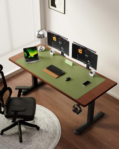 YSAGi Leather Desk Pad Protector, Office Desk Mat, Large Mouse Pad, Non-Slip PU Leather Desk Blotter, Laptop Desk Pad, Waterproof Desk Writing Pad for Office and Home (Green,55" x 24")