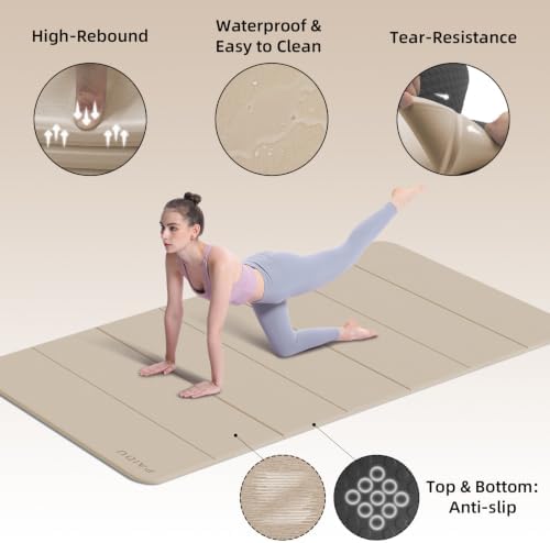 PAIDU Foldable Yoga Mat 10MM Thick 75‘’x40‘“ Quick Fold Easy Storage