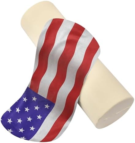 Bolster Pillow Insert Memory Foam Neck Roll Pillow for Sleeping Long Round Pillows for Bed Round Seat Cushion Neck Support Car Vintage Tea Stained American Flag