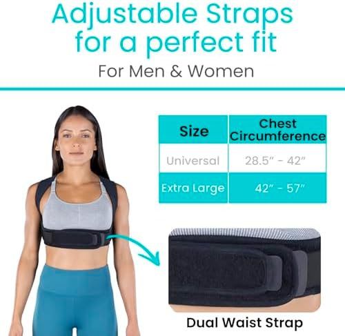 Vive Posture Corrector for Women & Men - Upper Back Brace for Kyphosis
