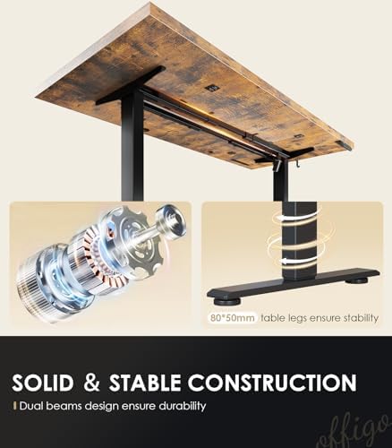 OffiGo 71" Executive Electric Standing Desk Height Adjustable, Rustic Brown