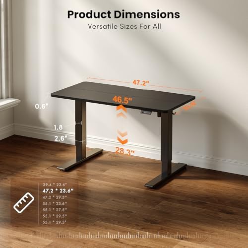 CubiCubi Electric Height Adjustable Standing Desk 48x24 Inch, Black