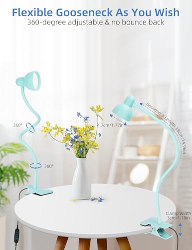 LiFMIRA Reading Light for Bed, Clip-on Desk Lamp 3 Color Modes Teal