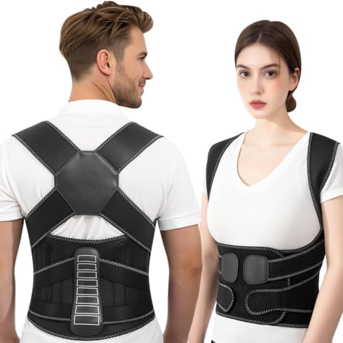 Posture Corrector for Women and Men Back Brace Straightener Instant Scoliosis Care Adjustable Shoulder Straps Hunchback Support Kyphosis Upright Thoracic Full Correction Relief Pain(Black S)