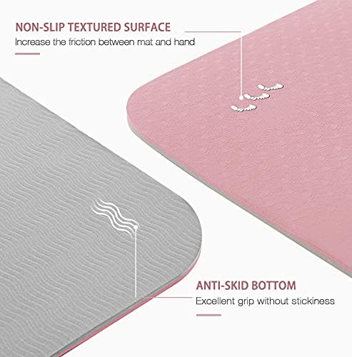 UMINEUX Large Yoga Mat for Men and Women 1/4 & 2/5 Inch Extra Thick TPE Fitness Mat for Home Gym Workout, Non-Slip, Eco Friendly Exercise Mat for Yoga, Pilates, Stretching, Meditation