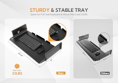YDN Standing Desk 48 Inch Height Adjustable with Keyboard Tray Black