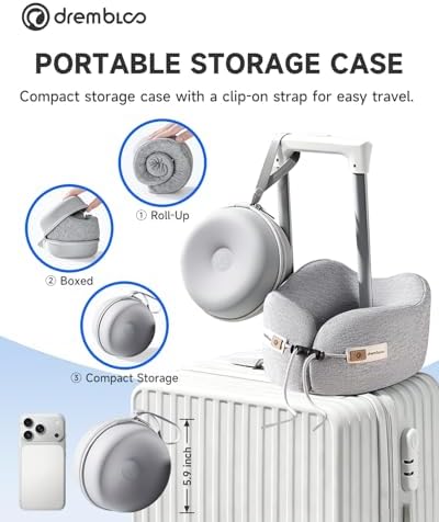 Travel Neck Pillow for Airplane, 360° Ergonomic Support for Sleeping