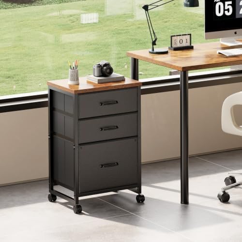 Maihail 3 Drawer Mobile File Cabinet on Wheels Fits A4 Size for Home Office