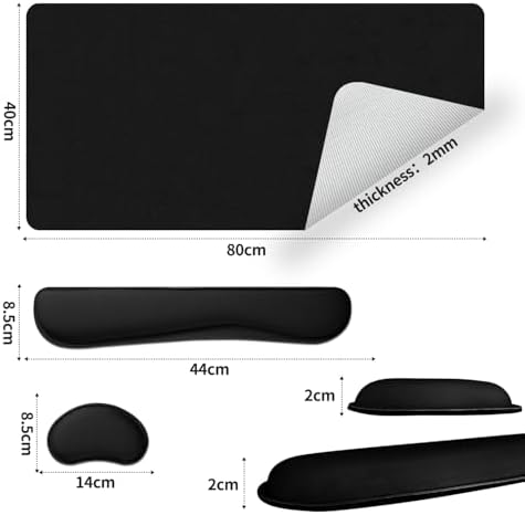 Desk Mat Set,3-in-1 Mouse Pad with Wrist Rest and Keyboard Pad