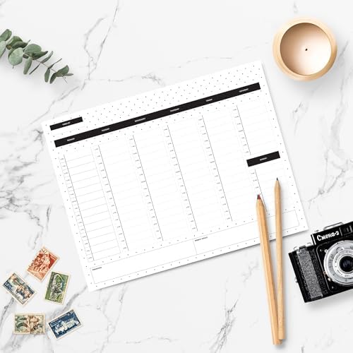 BLU MONACO | Dots Weekly Notepad with Hourly Time Blocking | 52-Page Tear-Off Weekly Planner Pad with Priorities, Goals & Water Tracker | Beautiful Desk Organizer for Productivity