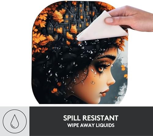 Small Mouse Pad，Mini Mouse Pad 6 x 7 Inch，for Laptop Keyboard Tray Wireless Mouse Home Office Travel，with Non-Slip Rubber Base, Waterproof Mouse Mat，Fantasy Girl with Castle in Hair