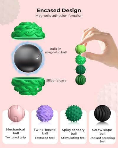 Textured Sensory Stress Relief Balls, Desk Toy for Office/Home, Black/Green
