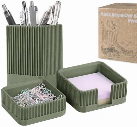 Aesthetic Desk Organizer Set,3-Piece Sturdy Plastic Office Accessories