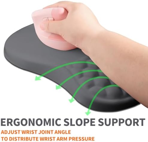Ergonomic Joint Wrist Support Mouse Pad with Memory Foam Cushion Massage Bump, Carpal Tunnel Pain Relief Mousepad Slope Design for Wrist Rest, 11.8x7.9 in, DimGray
