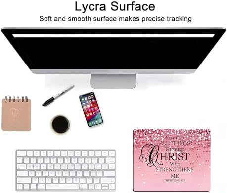 I Can Do All Things Inspirational Quote Mouse Pad, Pink Mouse Pads for Desk Non-Slip Rubber Base Mousepad for Laptop, Mouse Pad for Women Mouse Pads for Wireless Mouse Desk Pad Desk Accessories