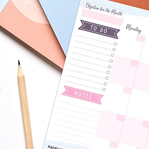 PACKLIST® Undated Monthly Planner Desk Pad (8.3x11.7 in) – Tear-Off Monthly Calendar Notepad – 100 GSM Paper Schedule Organizer with Objective for the Month, To-Do List & Notes for Office, Home, Study
