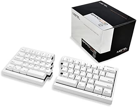 Mistel MD600 Split Mechanical Keyboard with Cherry MX Blue Switch for Windows and Mac (Programable Ergonomic Keyboard, White PBT Keycap/Case, Macro, NKRO, ASIN/US QWERTY)
