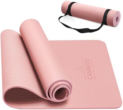 CAMBIVO Yoga Mat for Women Men Kids, 1/3 & 1/4 & 2/5 Inch Extra Thick Yoga Mat Non Slip, 72" x 24" TPE Yoga Mats, Workout Mat with Carrying Strap for Yoga, Pilates and Floor Exercises