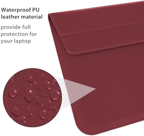 PU Leather Laptop Sleeve Case with Stand for 2026 MacBook Neo 13 A3404, 2026-2022 Air13.6'' M5 A3449 M4 A3240 M3 A3113 M2 A2681, 2018-2021 Air 13'', Laptop Bag for 2016-2022 Mac Pro13, Red