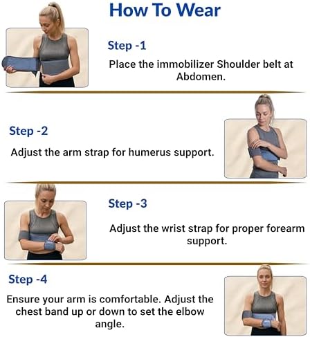 WC-Left Right Shoulder Immobilizer Arm Sling Elastic Brace for Clavicle Collar Bone Dislocation Subluxation Shoulder stabilizer Compression Brace After Rotator Cuff Surgery -Grey (Uni 30-41)Inch