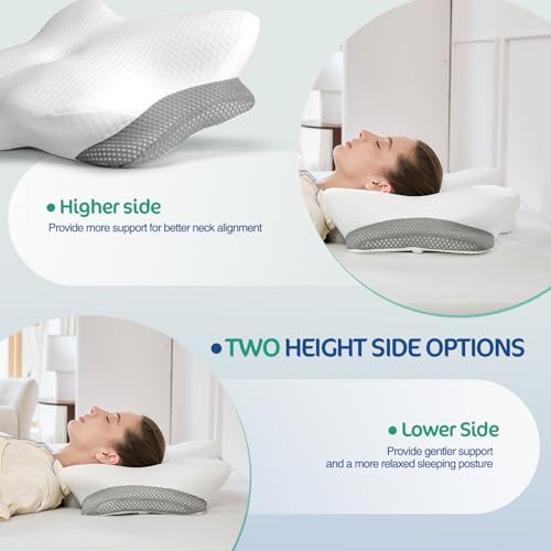 JOYENERGY Ergonomic Memory Foam Cervical Pillow for Neck and Shoulder Pain