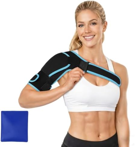 Shoulder Brace with Reusable Hot Cold Gel Pack, Rotator Cuff Support, S