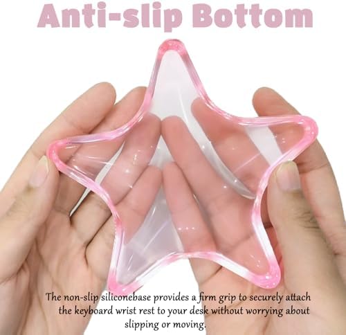 Gel Wrist Rest for Keyboard and Mouse Transparent Pink Sea Star Elbow Pad Cushion Ergonomic Cute Clear Cool Mouse Wrist Pad Silicone Non-Slip Support for Computer Gaming Office Hand Pillow Ocean Beach