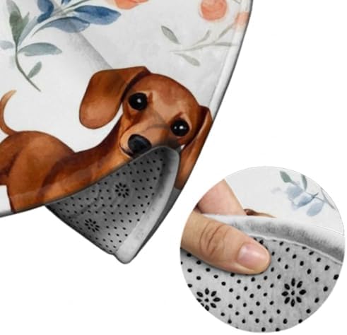 Fashion Round Area Rug Large Non Slip Carpet, Dachshund Wiener Dog Unisex Home Decor Mat