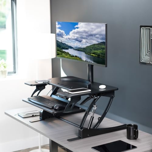 VIVO Black 32 inch Standing Desk Converter, DESK-V000VS